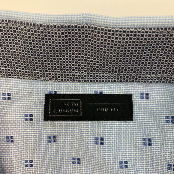 14th & Union Shirt Mens L Large TRIM Fit Sky Blue Cotton Flip Cuff Button Up - Picture 5 of 13